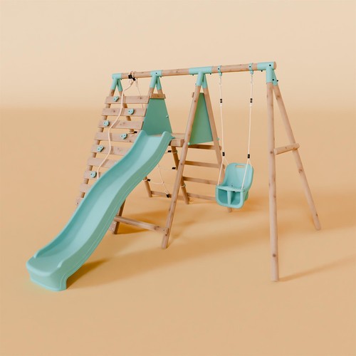 Single wooden baby swing - wooden,