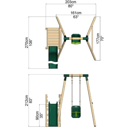 Wooden single swing set - single,