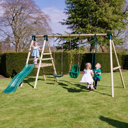 Rebo wooden swing set - rebo,