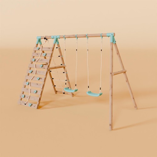 Double wooden swing set with - double,